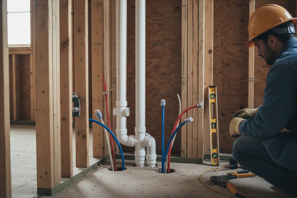 Drain and supply rough-in during Garbage Disposal Repair in Lincoln